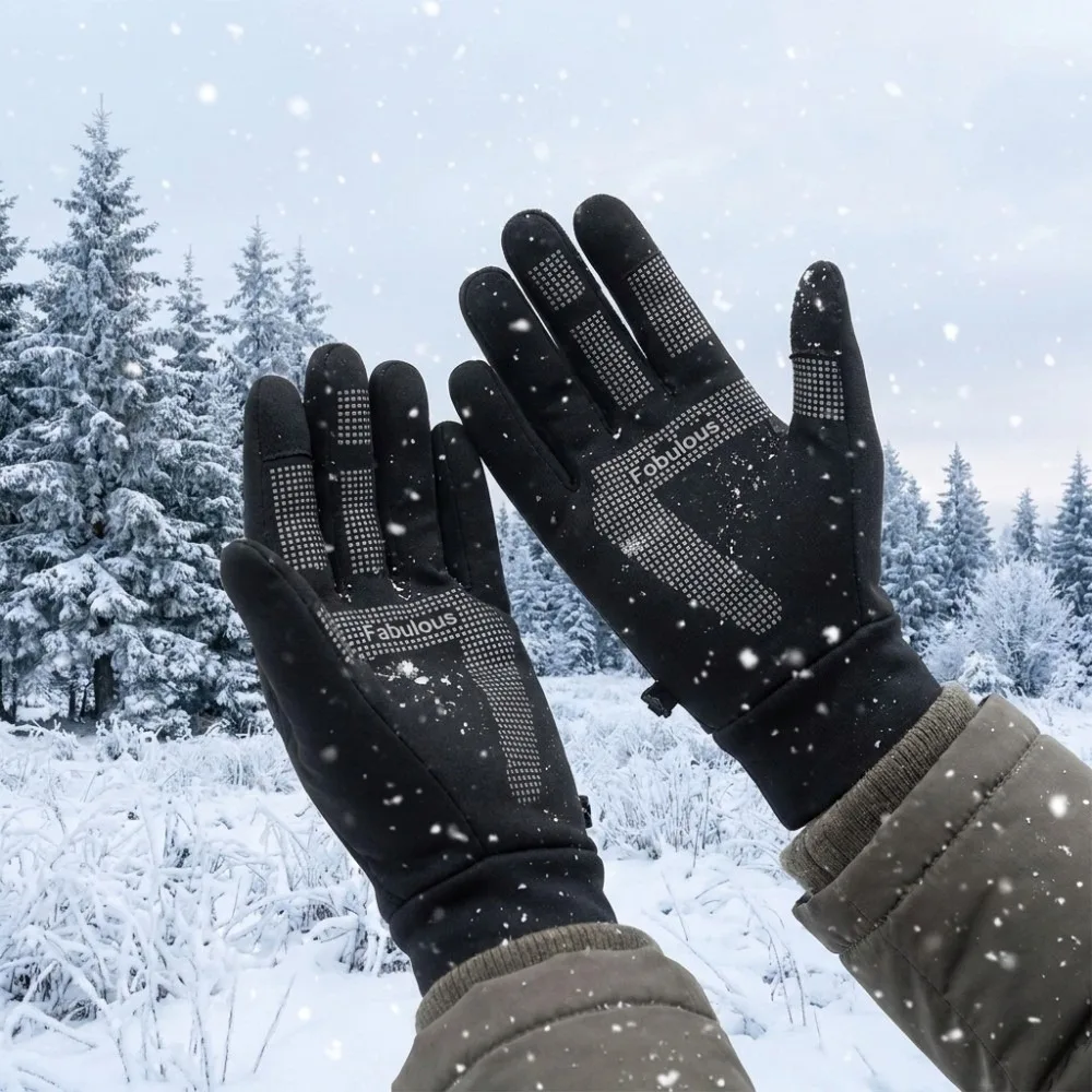 Waterproof Winter Touchscreen Gloves Full Finger Windproof Thermal Cycling Gloves Breathable Anti-slip Ski Gloves Daily
