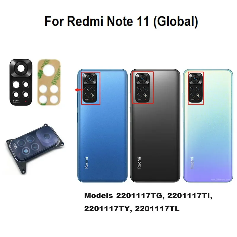 For  Redmi Note 11 Back Camera Lens Rear Glass With Frame Cover 4G Global 2201117TG 2201117TI 2201117TY 2201117TL