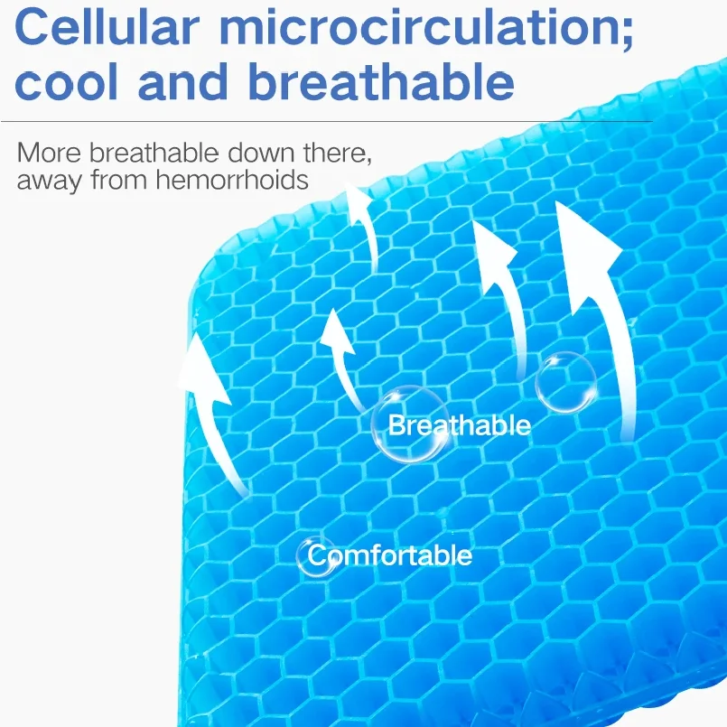Gel Seat Cushion Summer Breathable Honeycomb Design For Pressure Relief Back Tailbone Pain - Home Office Wheelchair Chair Cars