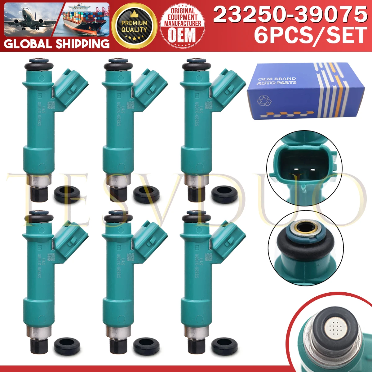 6Pcs 23250-31060 23209-39075 Fuel Injector For TOYOTA EU LAND CRUISER PRADO GRJ12*,KDJ12* 2002~2009 4.0L 1GRFE