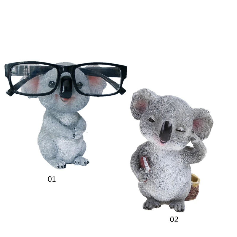 Koala Figurines Glasses Holder Resin Statue Eyeglasses Pen Display Stand