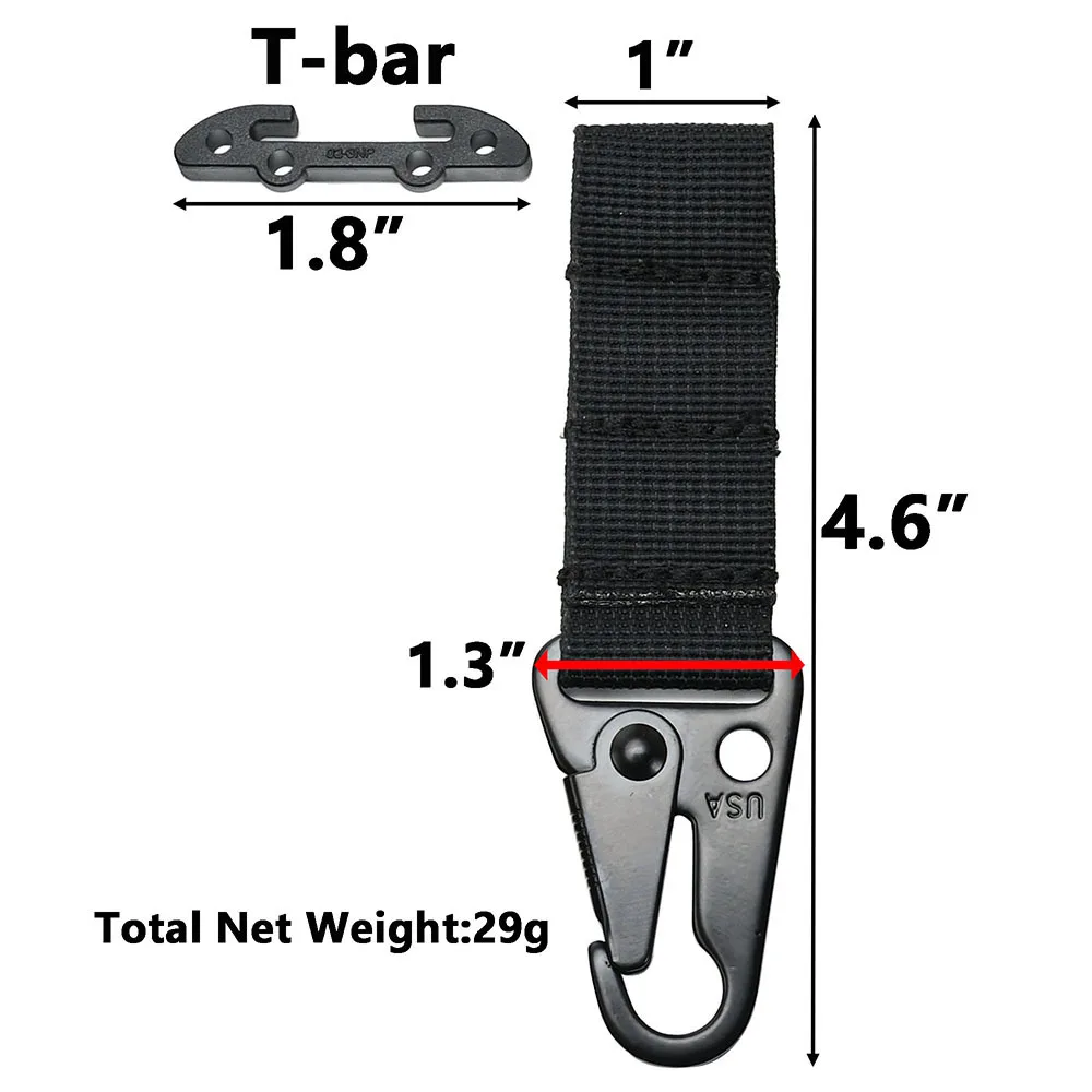 Tactical Clash Hook Hanging Carabiner T-Mount Molle Webbing Clip ICB With Tee Mount Battle Belt Accessories Olecranon Metal