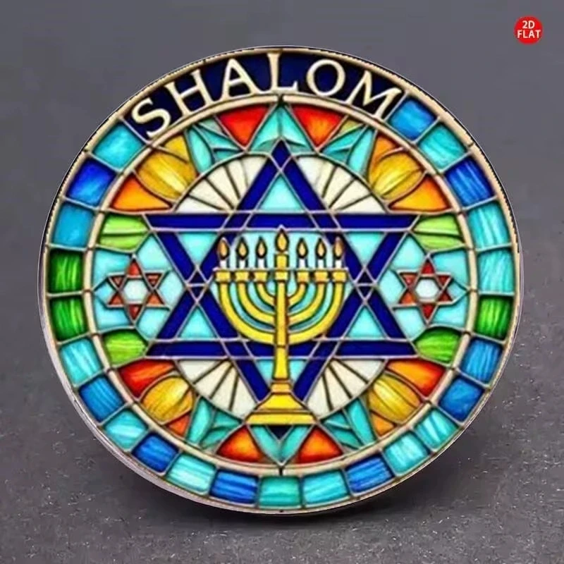 Retro Hebrew Shalom design with candle holder and David's Star brooch factory direct sales