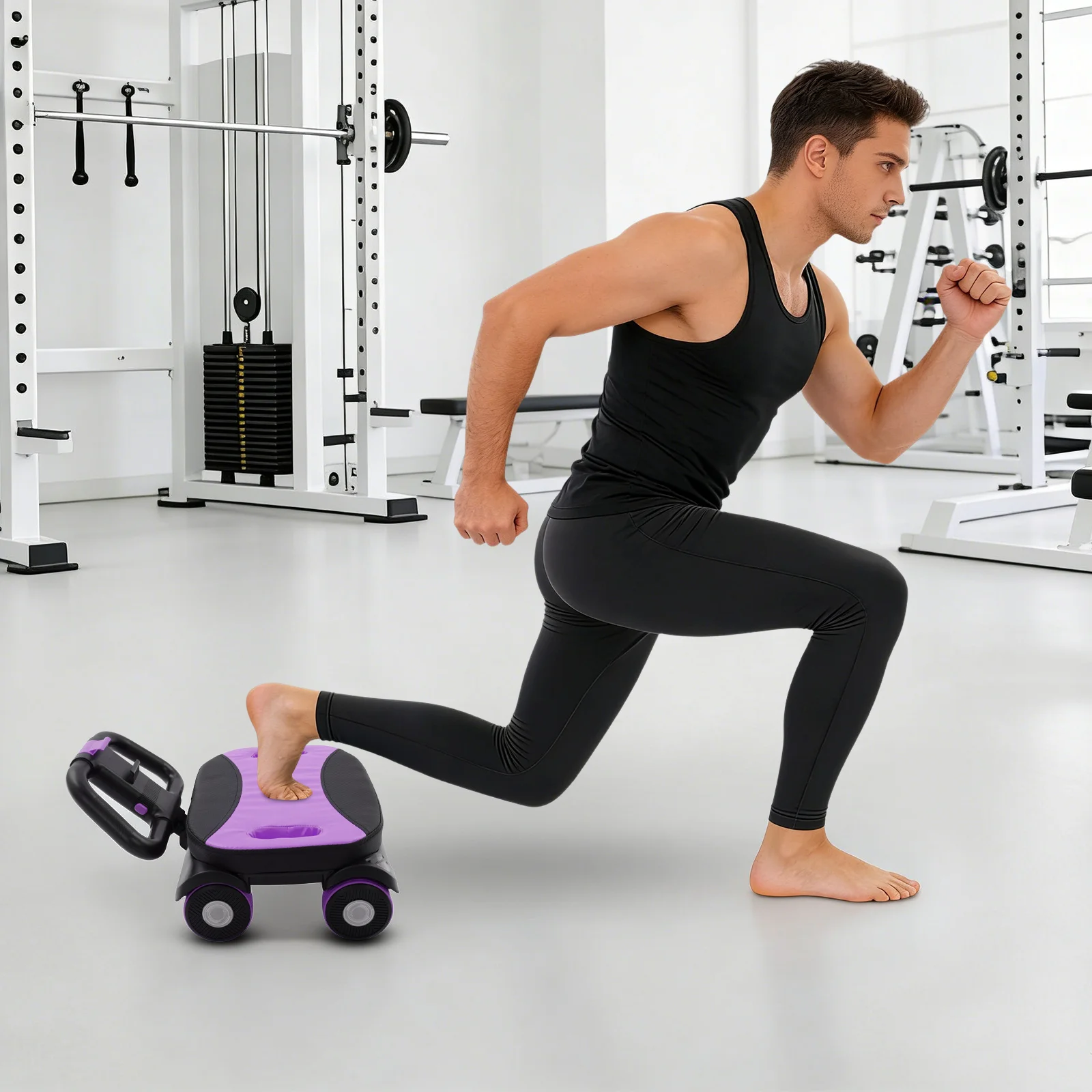 

Ролик для пресса AB Roller Wheel с четырьмя колесами, поддержкой локтей и встроенным держателем для телефона для домашних тренировок и упражнений на кор.