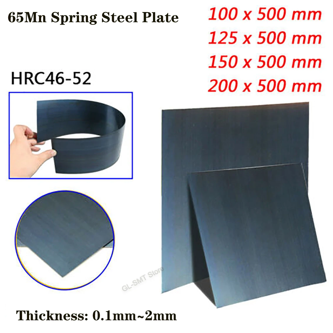 1Pcs 65MN Spring Steel Strip Thick 0.1-2mm Quench Manganese Steel Belt  Spring Steel Plate DIY Material Processing Accessories