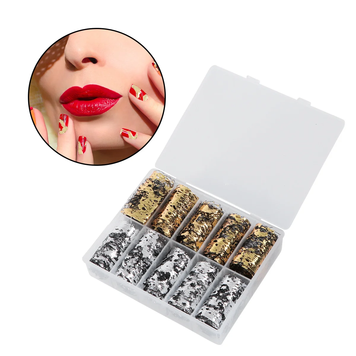 1 Box DIY Manicure Decoration Gold Silver Foil Mesh Gauze Nail Art Supplies Professional Home Use Manicures Nail Art Decor