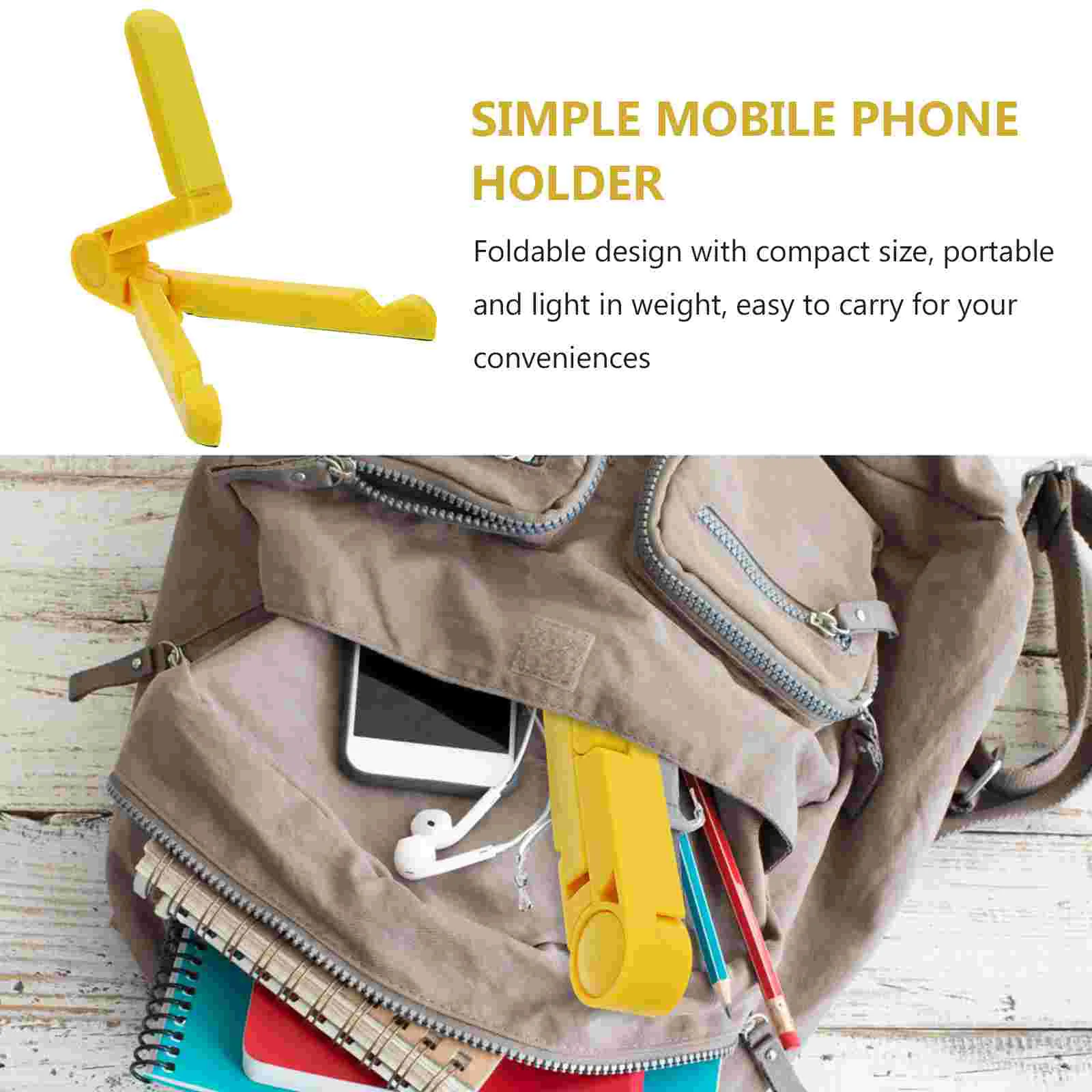Simple Mobile Phone Holder Tablet Stand Triangular Folding Bracket for Desk Yellow Abs