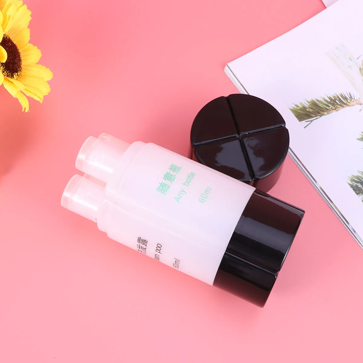 1Pcs 4-in-1 Leakproof Travel Bottle Set Refillable Toiletries Container Portable Lotion Shampoo Soap Organizer Black