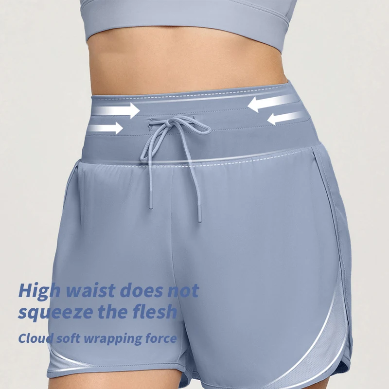 

Loose Pocket Sports Shorts Anti Glare Casual Yoga Shorts Breathable High Waisted Slimming Running Fitness Pants Women's Clothing