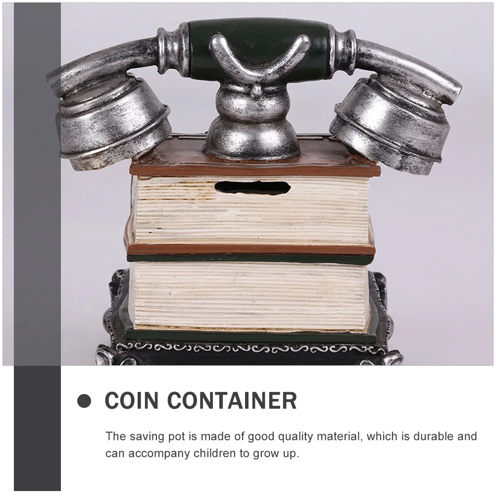 

Retro Telephone Shaped Saving Pot Creative Resin Coin Container For Kids Desktop Decor Home Office Study