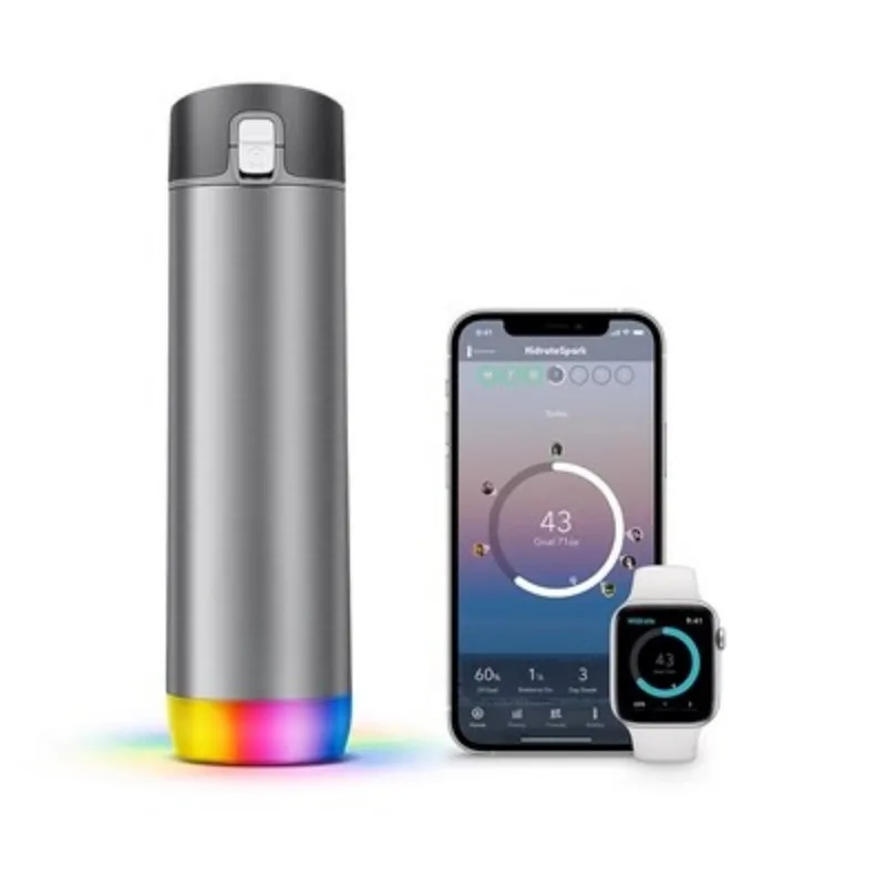 Smart Water Bottle - New & Improved - Tracks Water Intake & Glows to Remind You to Stay Hydrated