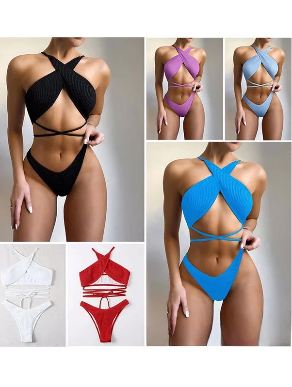 

2026 Pure Color Sexy Tie-Dye Bikini Women's Swimsuit Separate Swimming Costume Sport Fitn Fans Supplies e Bikini