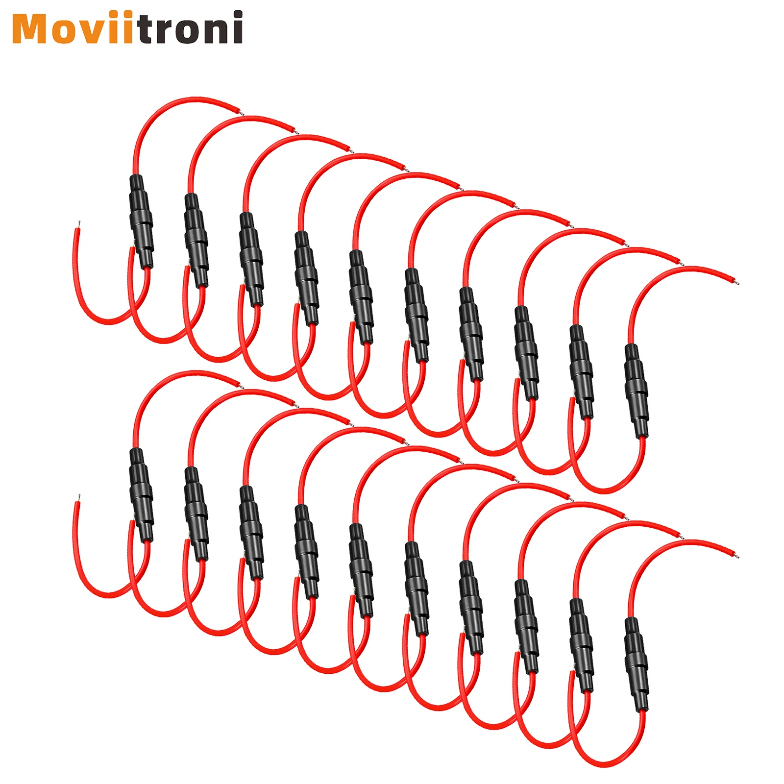 20pcs In Line Fuse Holder Screw Type, AGC Fuse Holders 5x20mm 22AWG Cable