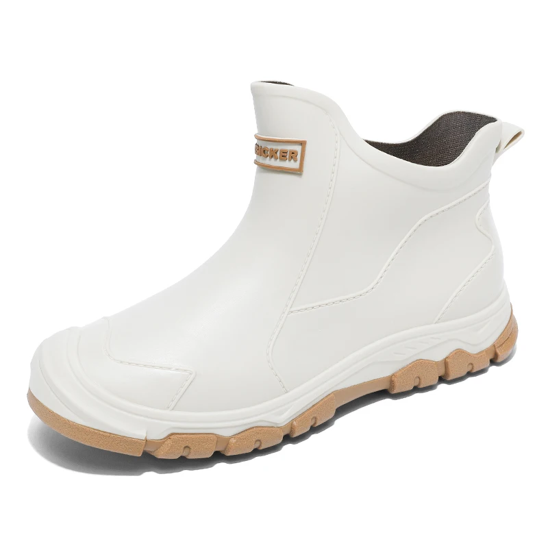 أحذية مطر كاجوال وعصرية جديدة للرجال، أحذية مطر خارجية، أحذية رجالية للعمل، أحذية مسطحة