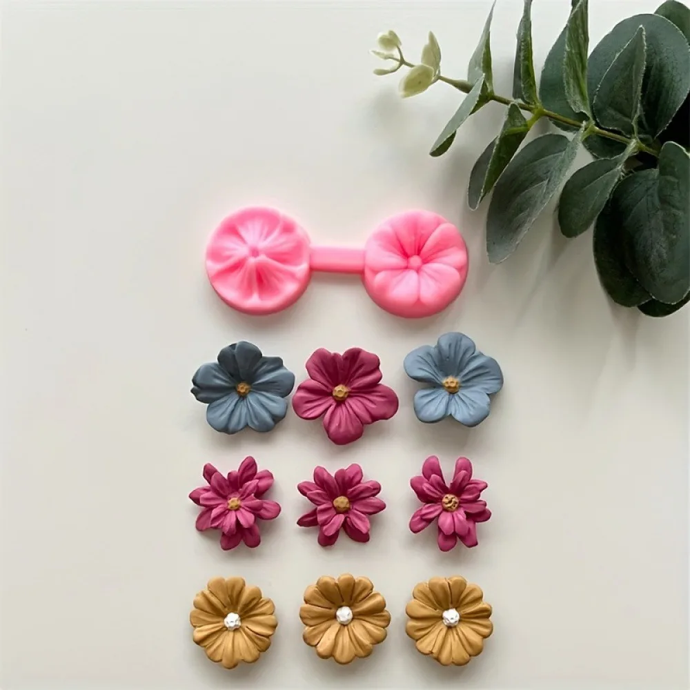 1 piece of flower press silicone mold polymer clay micro cutter flower rose earring pendant production polymer clay process prod