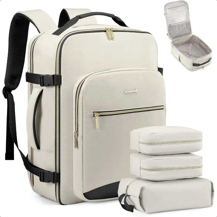 

40L Travel Backpack Carry on Backpack Laptop Backpack BeigeBlack