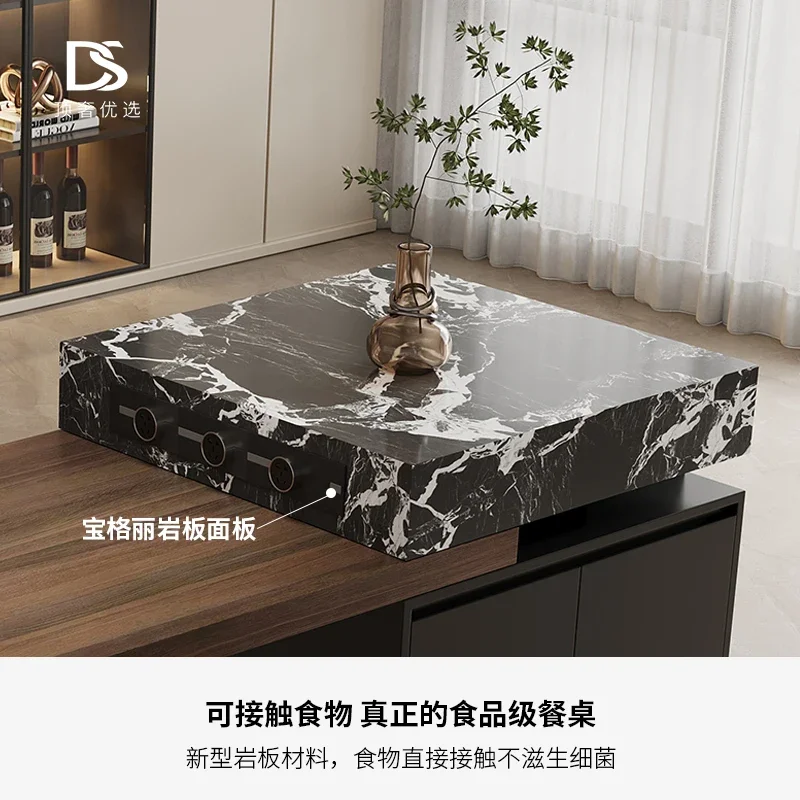 ​​Mid-Century Modern Designer Quartz Kitchen Island Extendable Dining Table Multifunctional Compact Dining Room Furniture FYDT​​