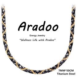 ARADOO Dragon Scales Titanium Steel Necklace Hematite Magnetic Therapy Necklace Collar