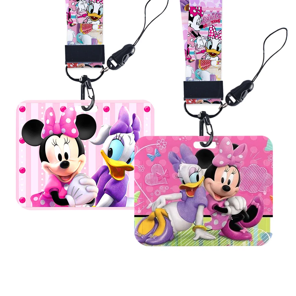 

Держатель для карт Disney Minnie Daisy Cute University, горизонтальный, с ремешком, для удостоверений личности, проездных и банковских карт