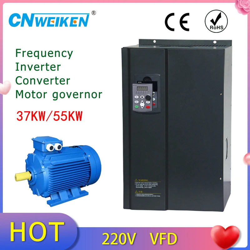 

For Spindle VFD 37KW/45KW/55KW AC 220V Variable Frequency Drive 1Phase input 220V 3 Phase output 220V Speed Controller Inverter