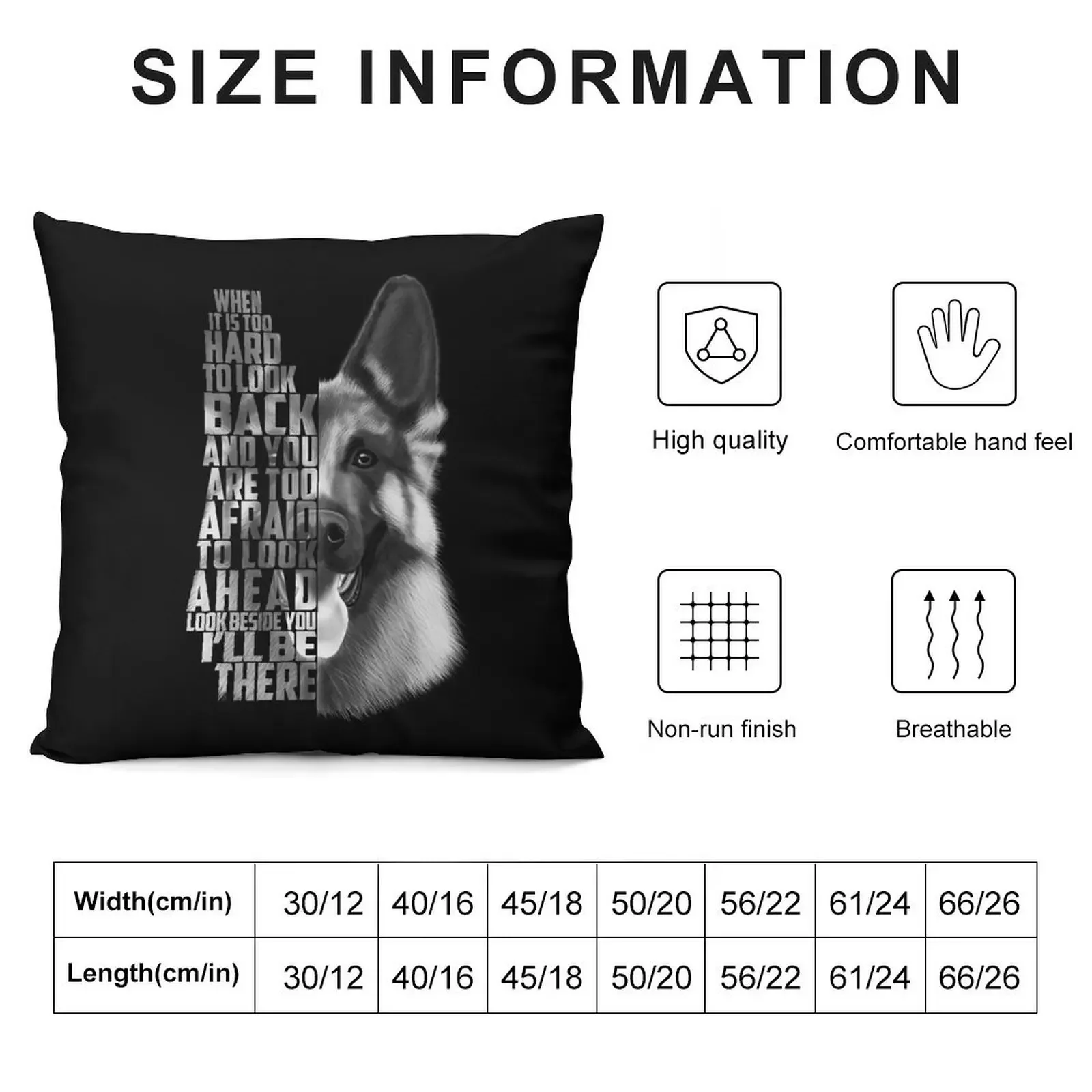 German Shepherd Quote, German Shepherd Text, German Shepherd Black and white Throw Pillow Christmas Pillowcase pillow