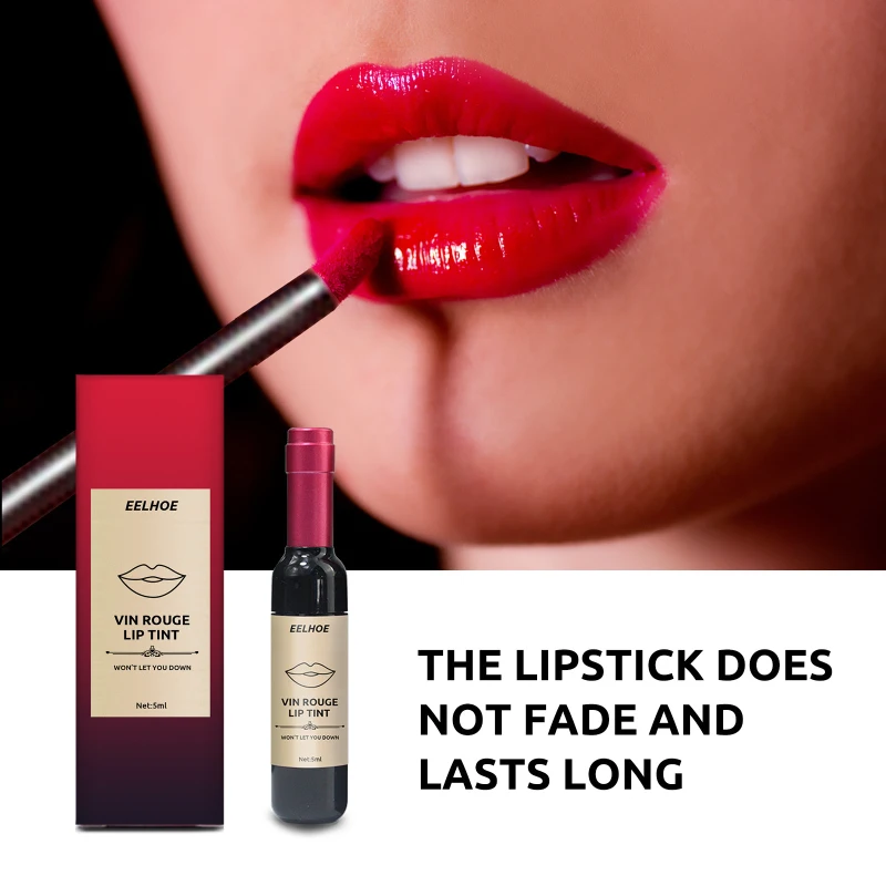 Red Wine Bottle Shape Lipstick Lip Glaze Liquid Moisturizer Nutritious Gloss Sexy Lasting Maquiagem 6 Colors Lips Makeup