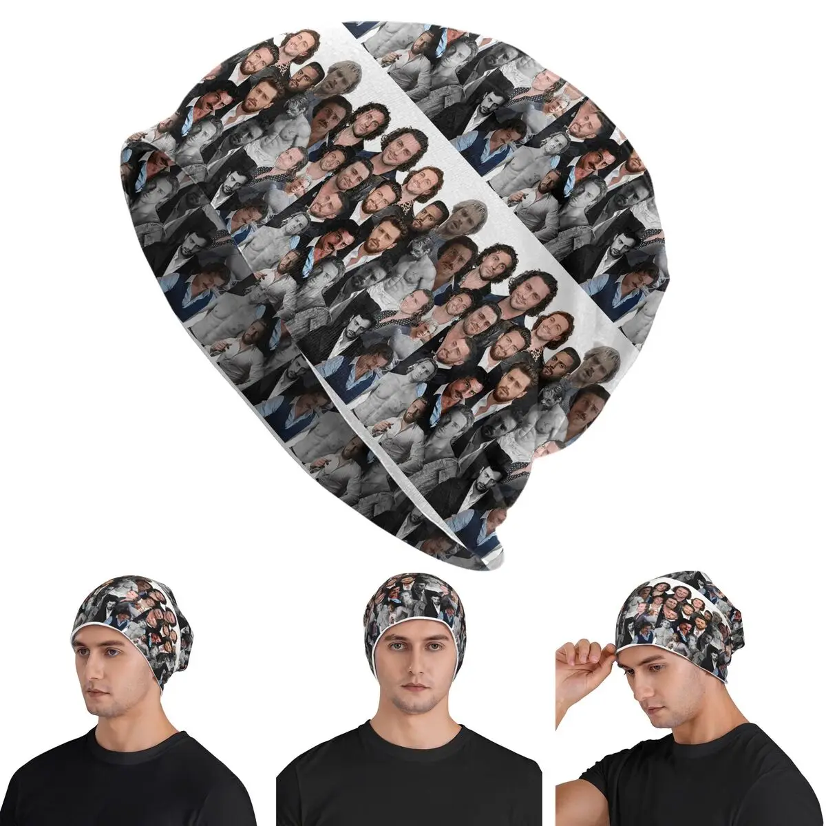 Aaron-taylor Johnson Photo Collage Warm Knitted Cap Fashion Bonnet Hat Autumn Winter Outdoor Beanies Hats for Men Women Adult