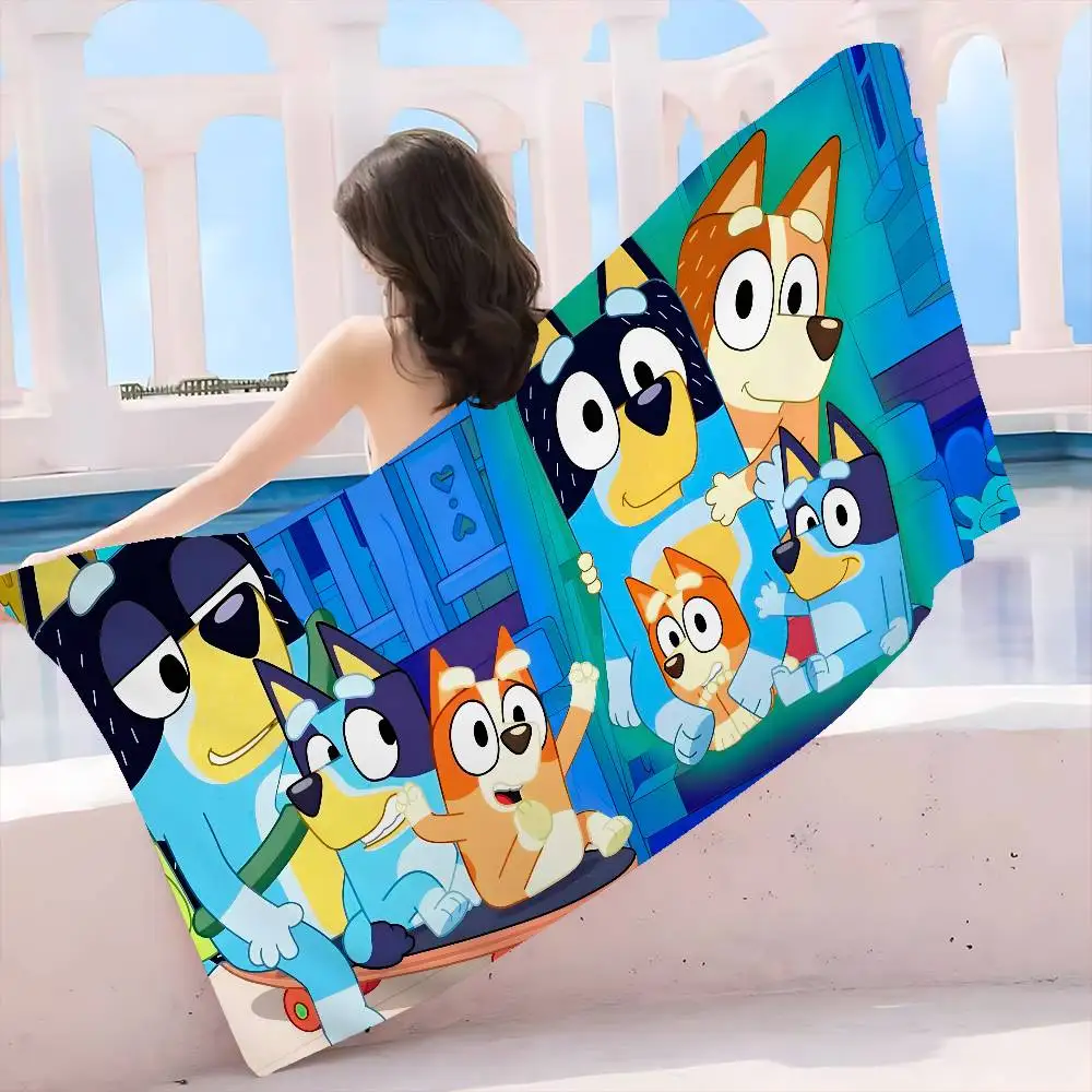 Manta de Microfibra con Dibujos Animados de Bluey, Toallas de Playa de Secado Rápido, Impresión Extra Grande, Toalla de Piscina Súper Absorbente