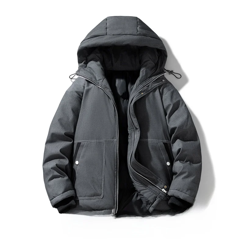 

Winter Thiened Men's Cotton Jaet Hooded Casual Warm Windproof Outerwear Polyester Fiber Fill Youth Faionable Coat