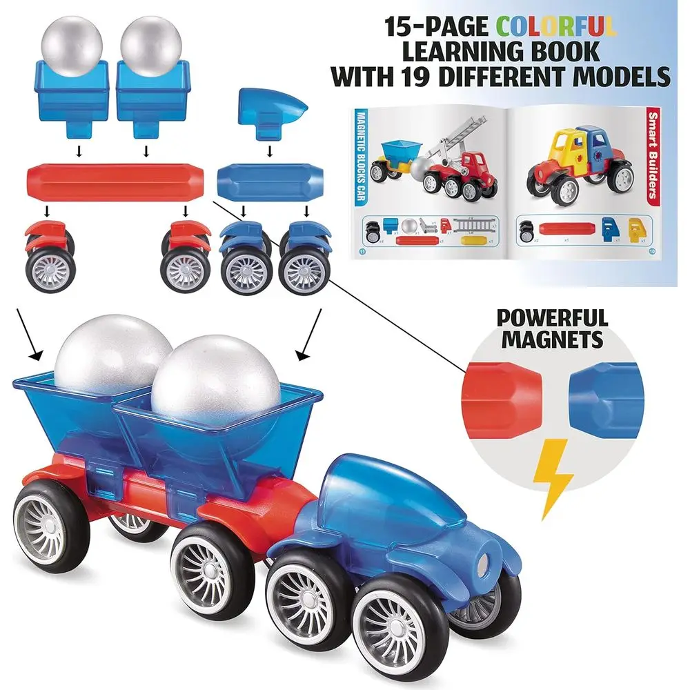Kit de vehículo magnético STEM de 72 piezas: tapete de juego educativo y señales de tráfico para niños de 3 a 8 años