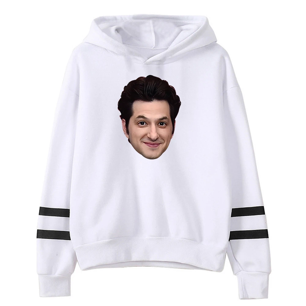 Ben Schwartz Portrait Hoodie Pocketless Parallel Bars Sleeve Streetwear Women Men Hooded Sweatshirt Trendy Outfits