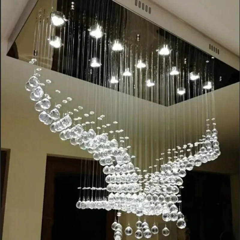 جديد النسور الفاخرة تصميم غرفة المعيشة LED أضواء الكريستال مصباح كريستال الثريا الإضاءة الحديثة بريق L100 * W55 * H80cm 110 فولت-220 فولت
