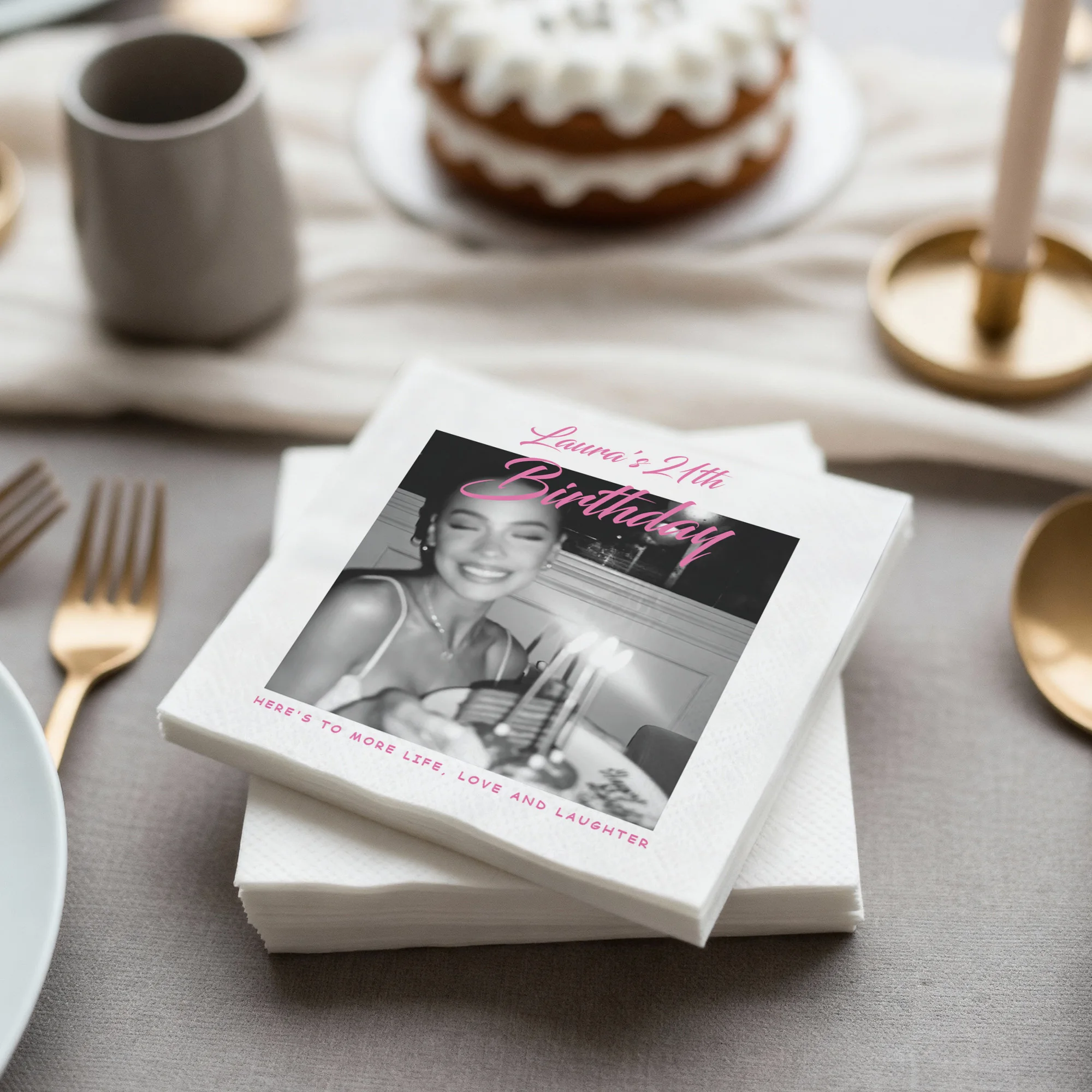 

Personalized Paper Napkins for Birthday Custom Napkins of Text Wedding Elegent Disposable Napkins of Photo,for Baby Shower Party