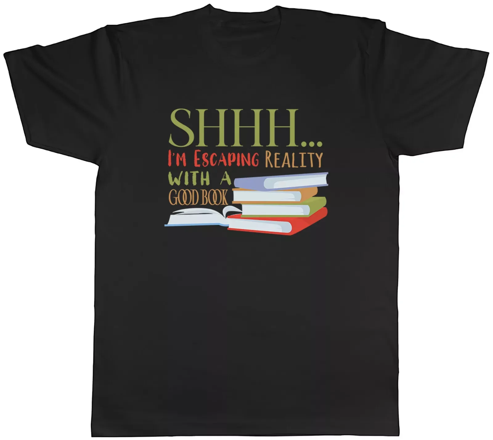 Book Lover T-Shirt Shhh Escaping Reality with a Good Book Men's T-Shirt S-5XL