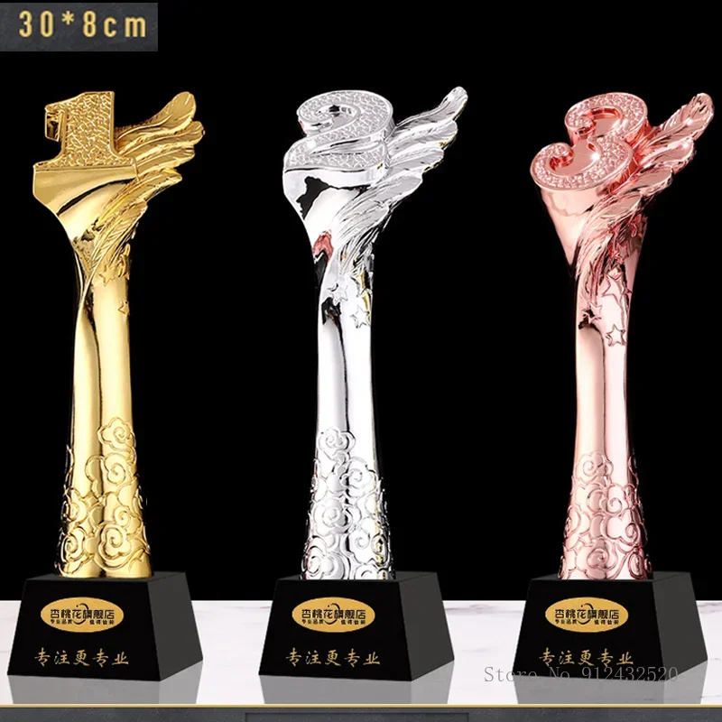 Customized Gold-Plated Resin Trophy, Bottom Crystal, Creative Send Friends Award, Dancing Souvenir, Competition, Home Decor, 1Pc