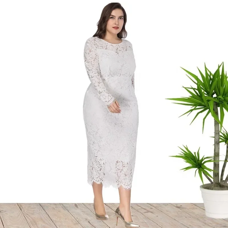 African Dresses for Women 2024 Spring Summer Elegant African Long Sleeve Lace Plus Size Party Evening Long Maxi Dress XL-6XL