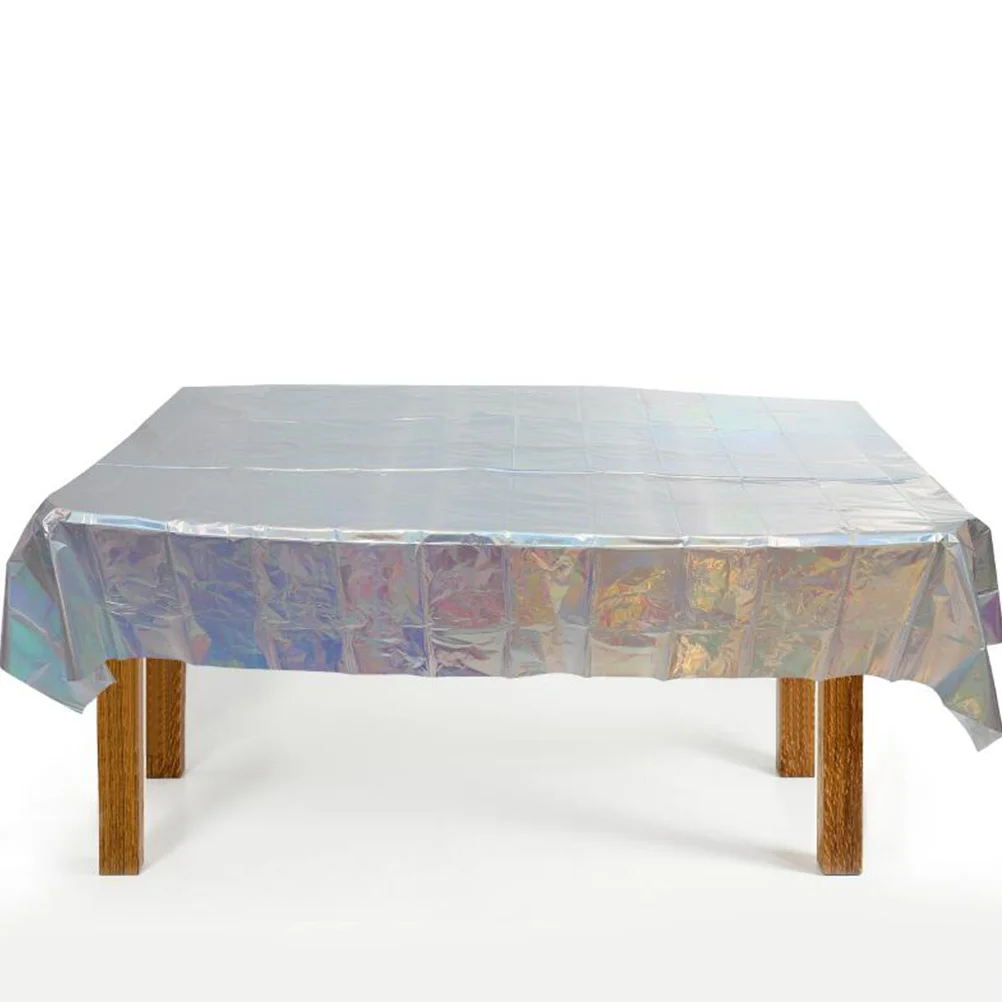 

3Pcs Iridescent Plastic Disposable Rectangle Tablecloth Rainbow Table Cover for Party Birthday Wedding Decoration