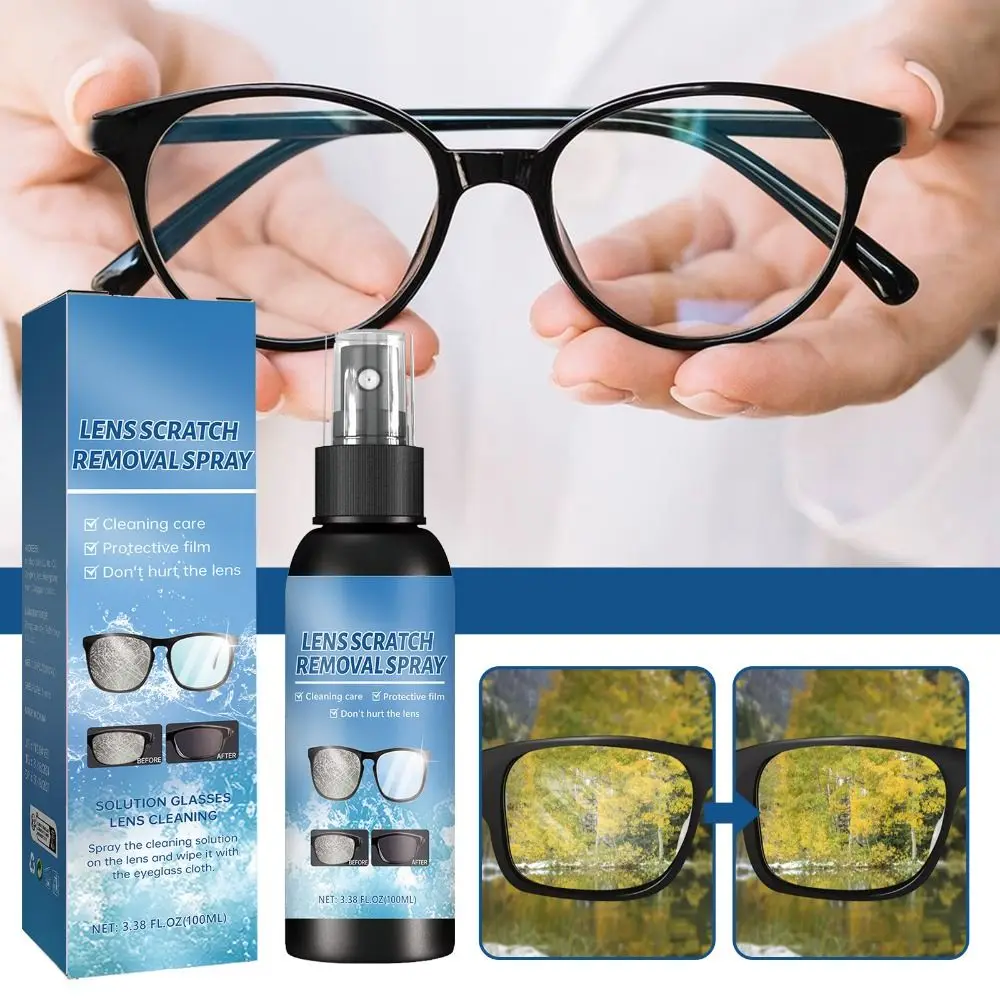 100ML Glasses Lens Cleaner Spray Removing Dust Anti Fog Eyeglass Scratch Removal Spray Refurbishment Gentle Cleaning