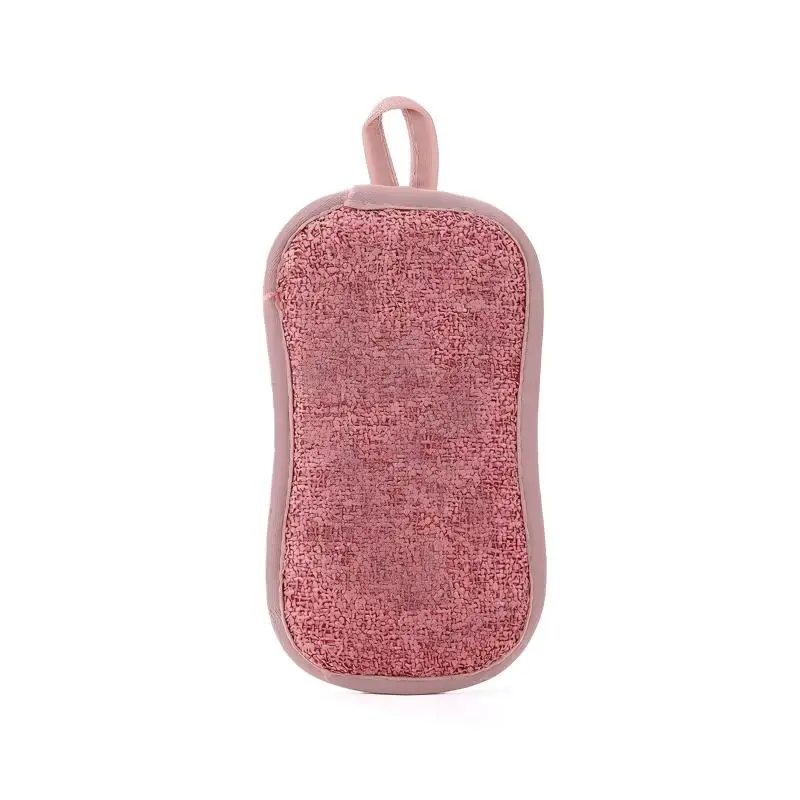 Kitchen Cleaning Double-sided Dishwashing Cloth Dishwashing Sponge Scouring Pad Stain Remover Cleaning Cloth Hanging Brush Bowl