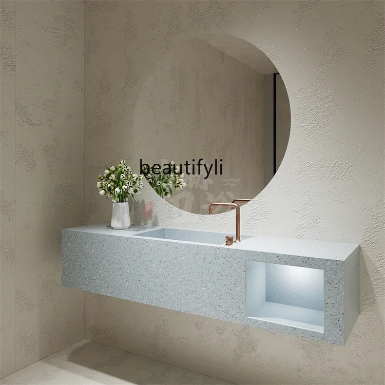 Fruit green wall-mounted narrow-sided deep sink terrazzo integrated forming washbasin bathroom bathroom cabinet