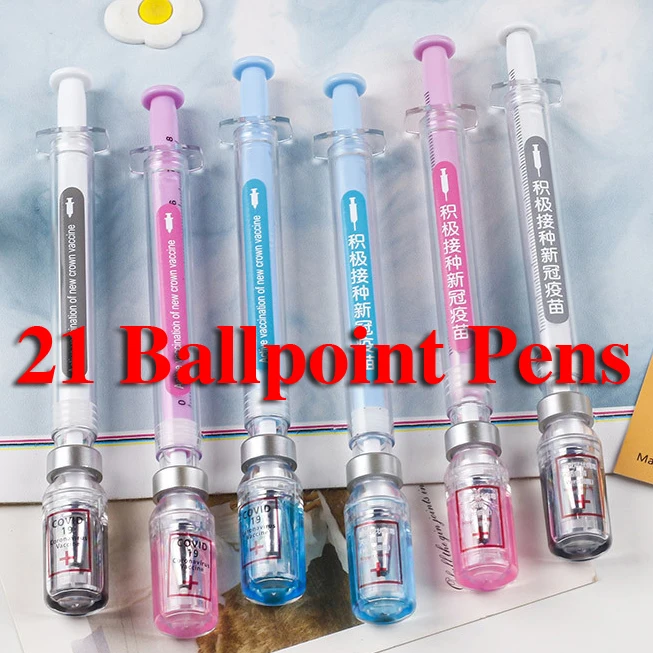 21Pcs Novelty Syringe Peculiar Shape Cute Stationery 0.5 mm School Office Supplies Gel Pen