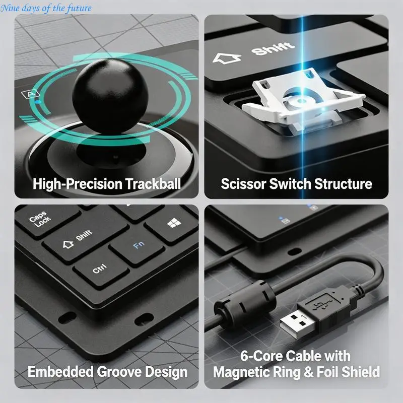 Metal Frame 64Key Keyboard With Scissor Switches And Trackball For Harsh Working Environment E65A