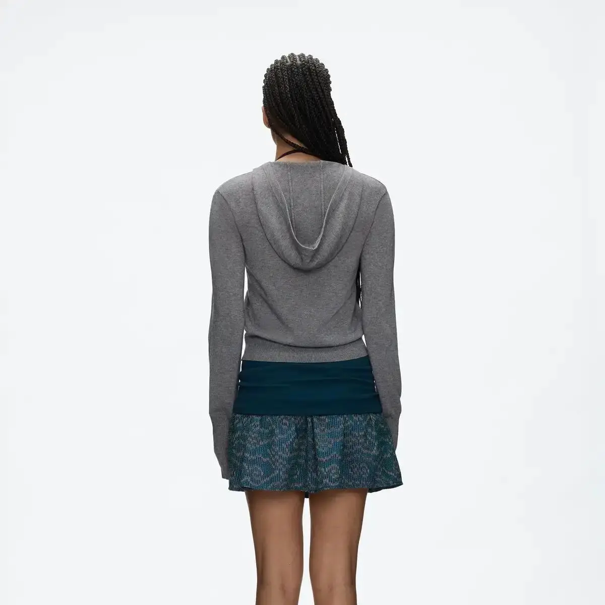 Tank Grey Sudadera con capucha de punto para mujer, cárdigan de punto informal a la moda, chaqueta cálida con cremallera para otoño, suéter de lana para invierno