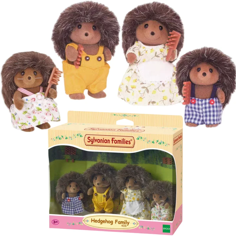 

Hot Sale Original Sylvanian Families Hedgehog Family Set Doll Figrues Room Ornaments Collectible Model Christmas Gift Toys
