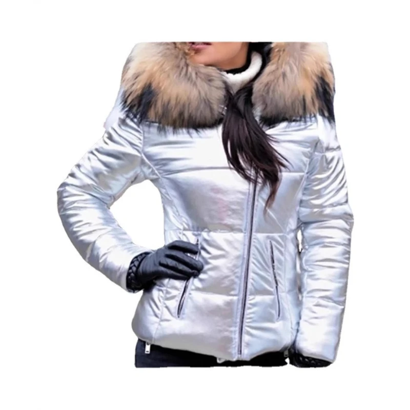 

2025 Autumn and Winter Hooded Cotton-padded Jacket Short Thick Zipper Women's Street Jacket