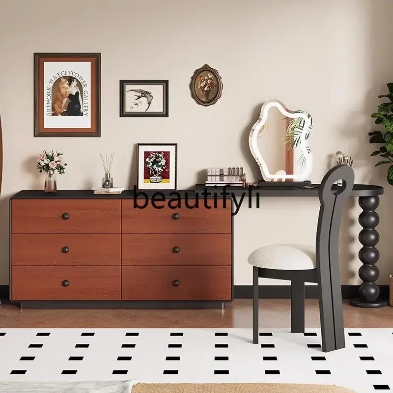 

Medieval dresser bedroom modern simple chest integrated French retro solid wood corner end of bed