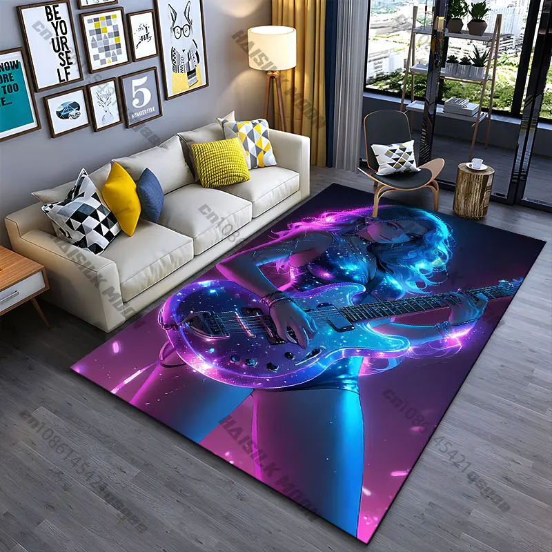 Cosmic music electric guitar vibes carpet Yoga living room room decor children's crawling mat doormat area rug games mat
