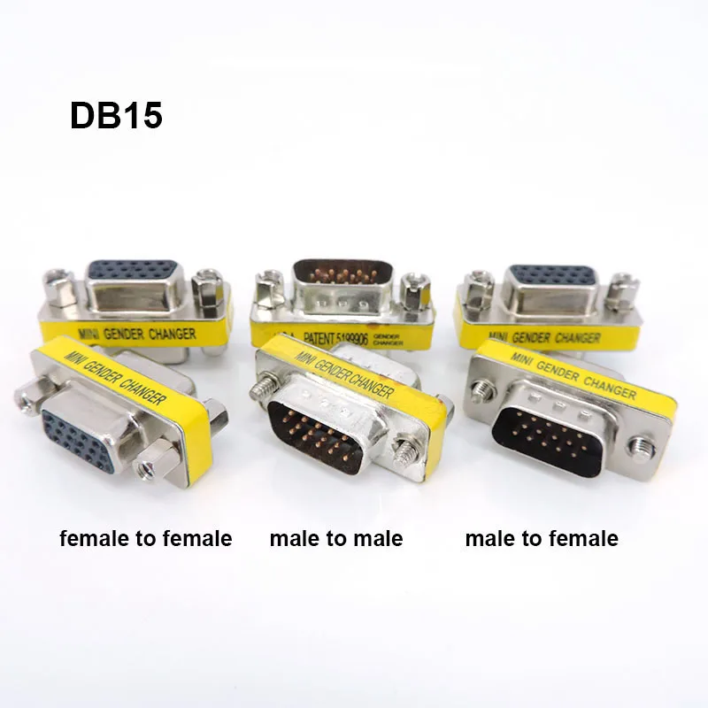 1/4pcs DB15 15pin male female to Male Female MINI Gender Changer adapter RS232 Com D-Sub  VGA plug connector converter c1