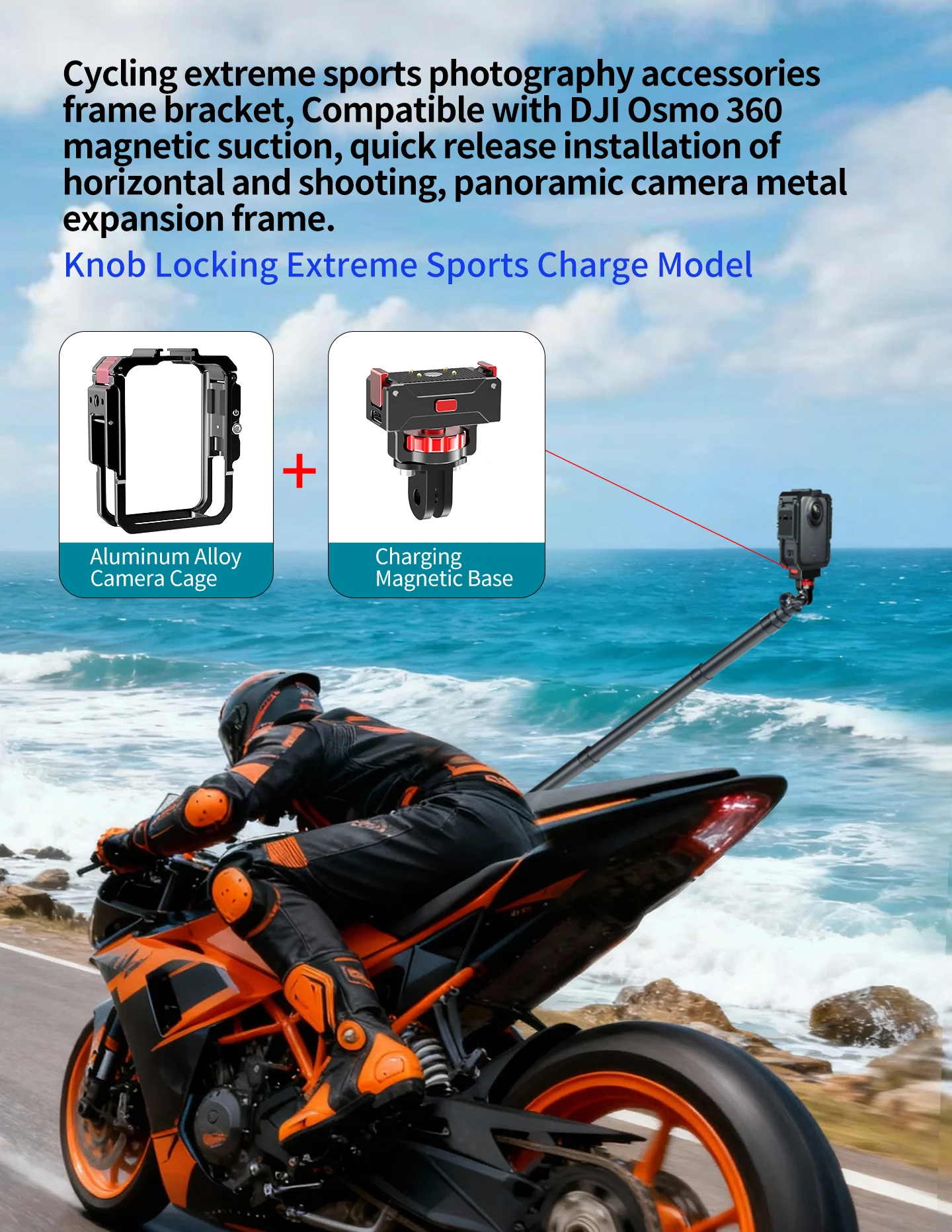 Schnellverschluss-Magnethalterung für Kamera-Käfig-Erweiterung für DJI Osmo 360 Ⅰ Ⅱ Neuer Panorama-Schutzrahmen Motorrad-Stativhalterung – Detail 19