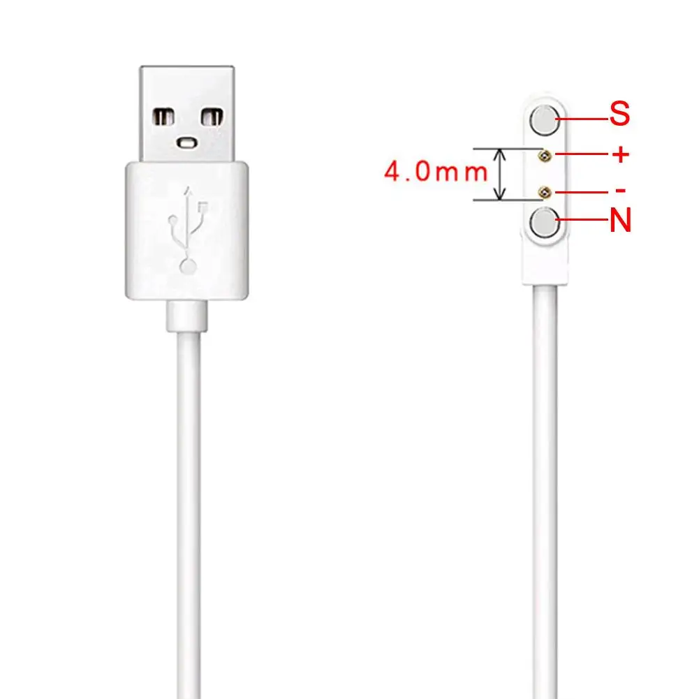 Ładowanie magnetyczne kabel do ładowania inteligentnego zegarka do 2 pinów 2.84/4/7.62mm odległości czarne nowatorskie kable ładowarka USB